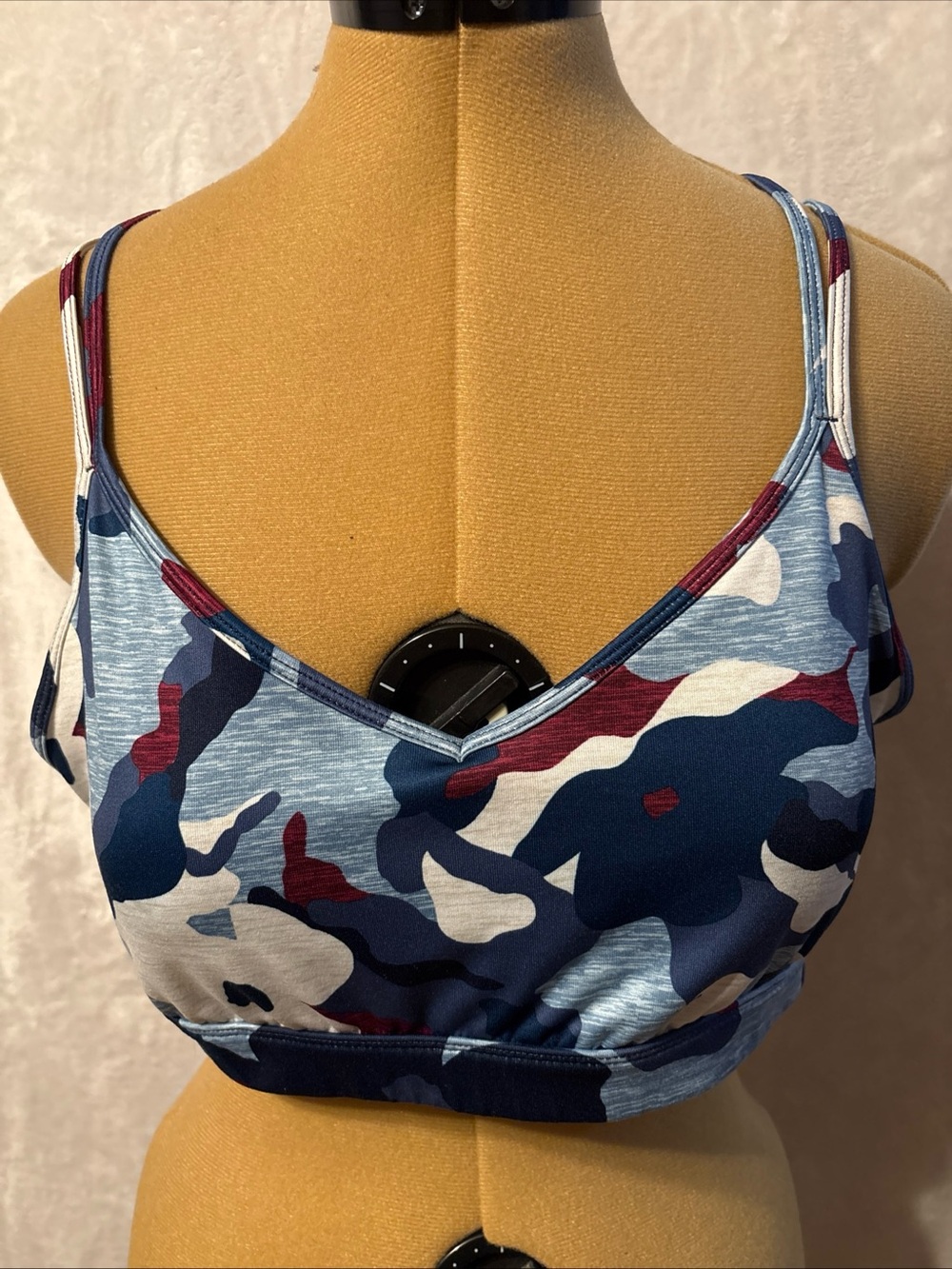 Old Navy Navy, Light Blue & Burgundy Camo Strappy Sports Bralette